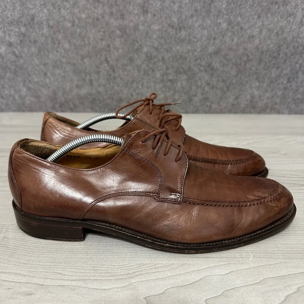 Mercanti Fiorentini Apron Toe Derby Mens 12 Brown Leather Dress Shoes 5559 Italy